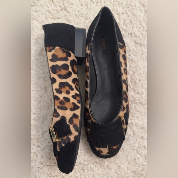 GEOX RESPIRA Wistrey Women's BALLET Pumps Flats SHOES SZ6.5 Animal PRINT Black - Picture 2 of 10